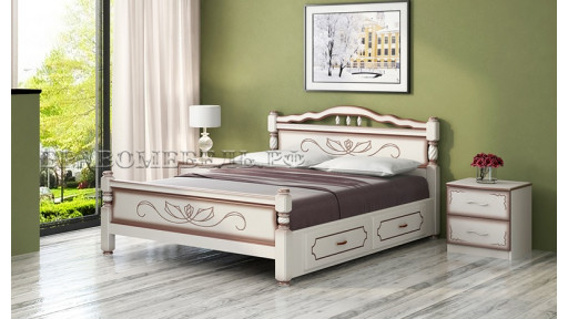 Кровать "Карина-5" дуб молочный, с ящиками 160*200см