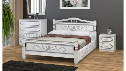 Кровать "Карина-5" белый жемчуг, с ящиками 90*200см