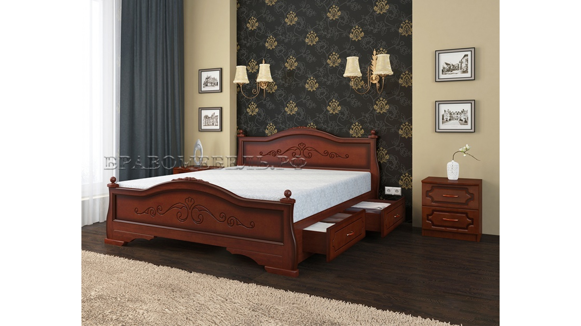 Кровать жасмин из массива
